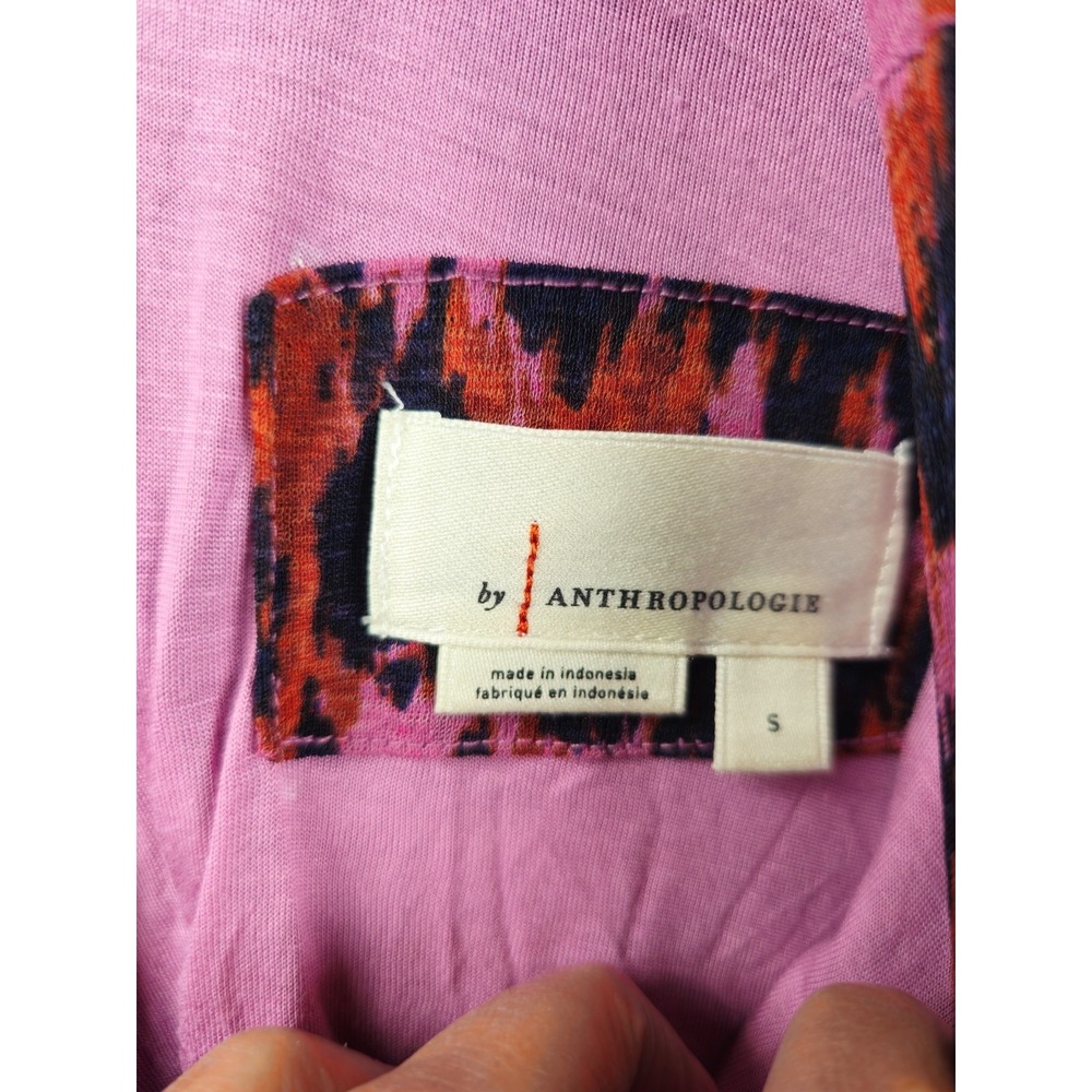 Anthropologie Women's Purple Printed Ruched-Sleeve Mesh Lined Maxi Dress Small - Picture 4 of 6